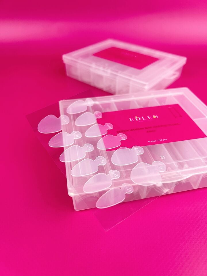 EDLEN. Top Nail Forms "ALMOND" with French form, 120 pcs, Верхні форми для нарощування + молди, мигдаль, 120 шт #2