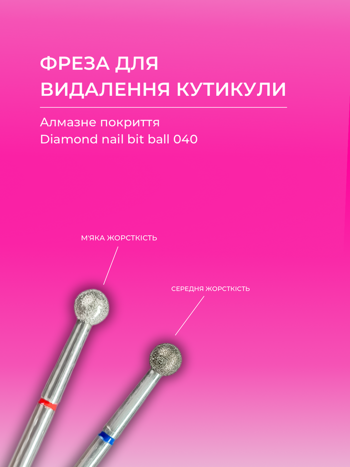 EDLEN. Diamond nail bit, ball, blue, Ø 4 mm. Фреза алмазна "КУЛЯ" синя #2