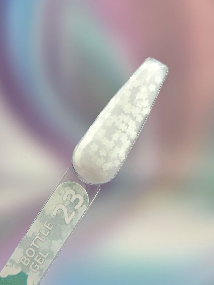 You Are Cute. Bottle Gel #23, 15 ml, рідкий гель з білими квіточками #3