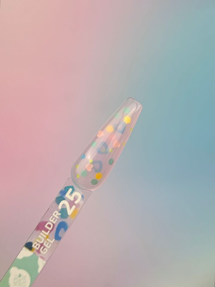 You Are Cute. Builder Gel #25, 15 ml, гель для нарощування з кольоровими сердечками #3