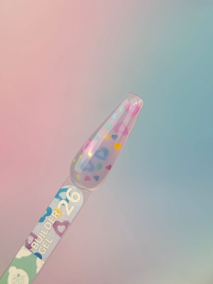 You Are Cute. Builder Gel #26, 15 ml, гель для нарощування з кольоровими сердечками #3