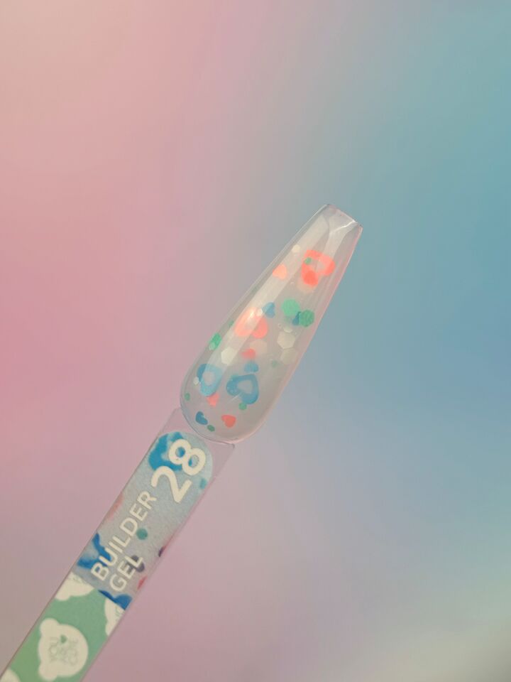 You Are Cute. Builder Gel #28, 15 ml, гель для нарощування з кольоровими сердечками #3