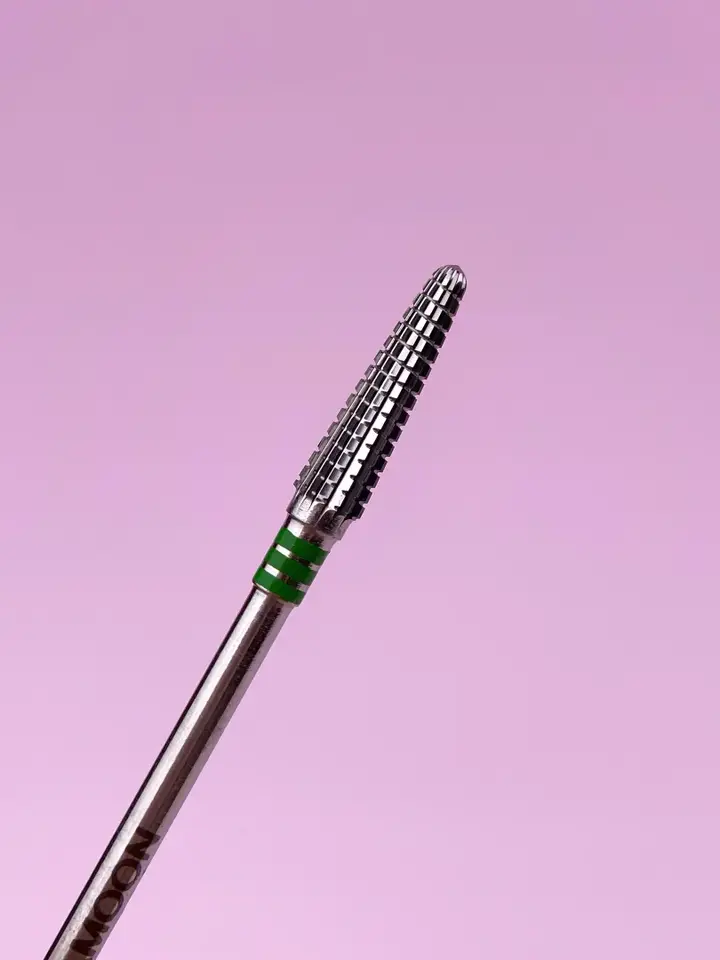 LUNAmoon. Carbide nail bit, cone, green, Frees hardmetaal "Kegel", groen, Ø 3.2 mm — LUNAmoon, NAILSMADE