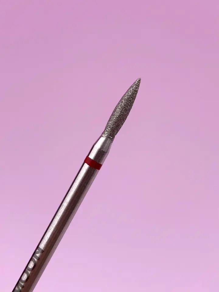 LUNAmoon. Diamond nail bit, flame, red, Фреза алмазна "Полум'я гостре", червона, Ø 1.8 mm #2