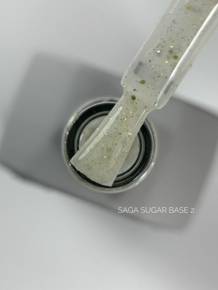 SAGA. Sugar base, #02, 10 ml. Кольорова база з блискітками #2