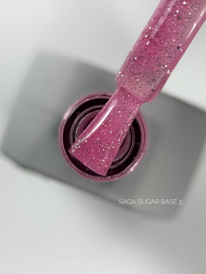 SAGA. Sugar base, #05, 10 ml. Кольорова база з блискітками #2