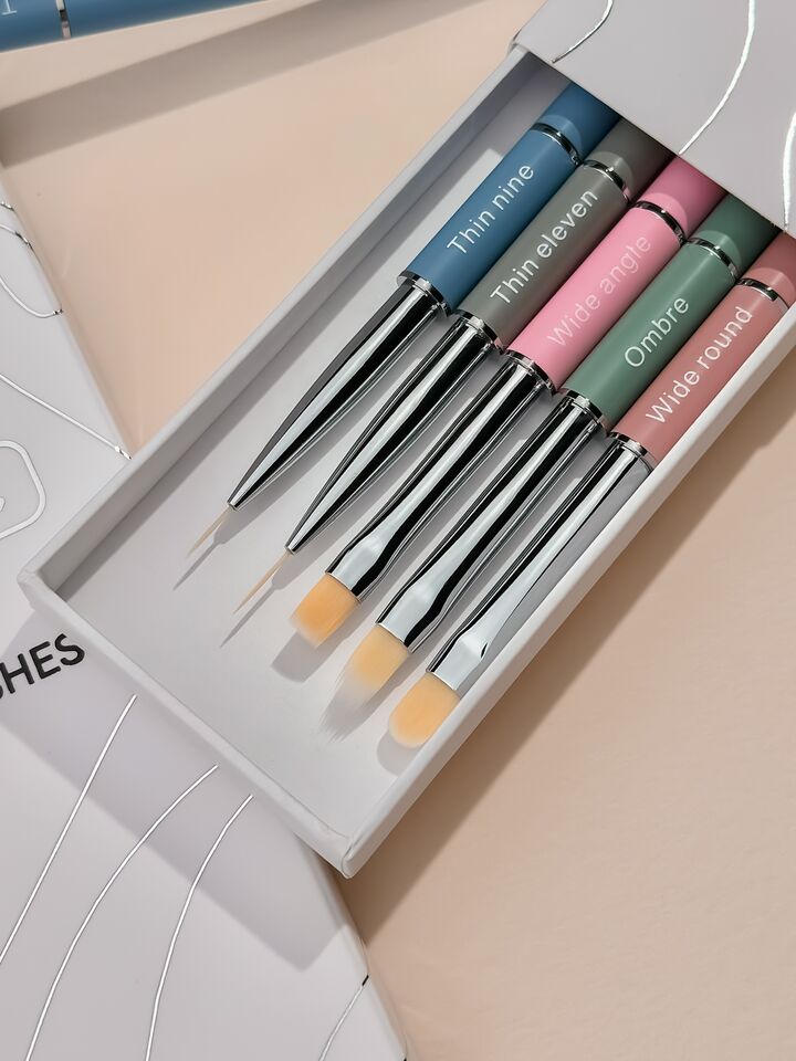 HEYLOVE. Nail Brushes Set, Zestaw pędzli 5 sztuk #2