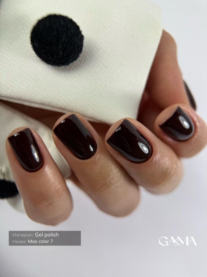 GÉMELY (ex GA&MA). Gel polish, Max Color #007 Black Brown, 10 ml, гель-лак #3