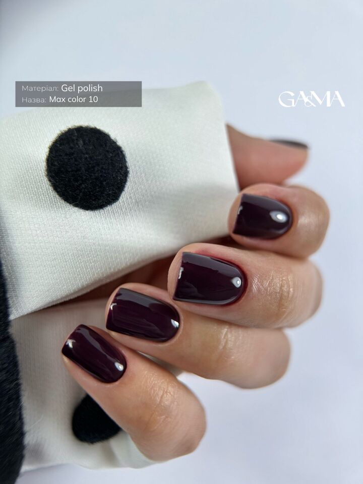 GÉMELY (ex GA&MA). Gel polish, Max Color #010 Black Plum, 10 ml, гель-лак #2
