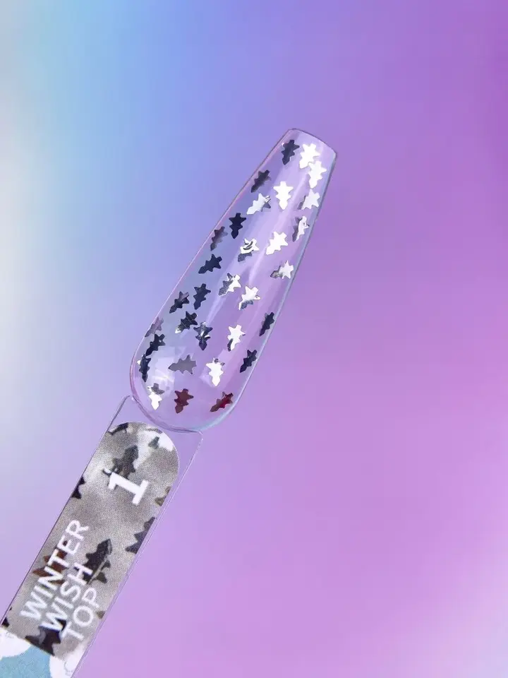 You Are Cute. Winter Wish Top Coat, #1, 5 ml. Top transparent avec sapins #2