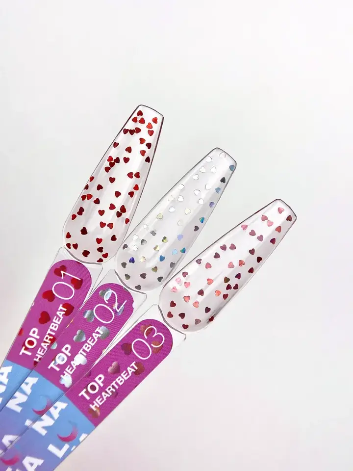 LUNAmoon. Heartbeat Top Coat, №1, 13 ml, топ з дрібними червоними сердечками #4