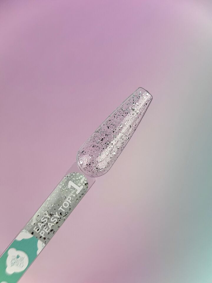 You Are Cute. Easy Peasy Top Coat, #1, 5 ml, transparentes Top mit Silberfolie #3