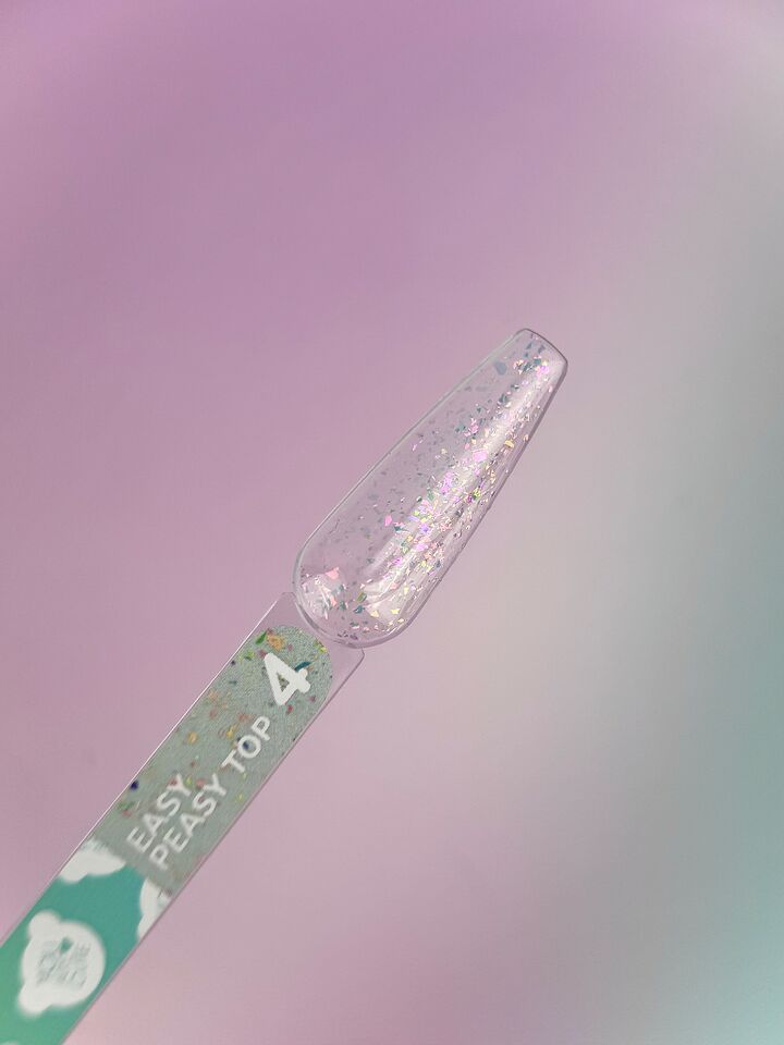 You Are Cute. Easy Peasy Top Coat, #4, 5 ml, top transparent avec paillettes colorées #3