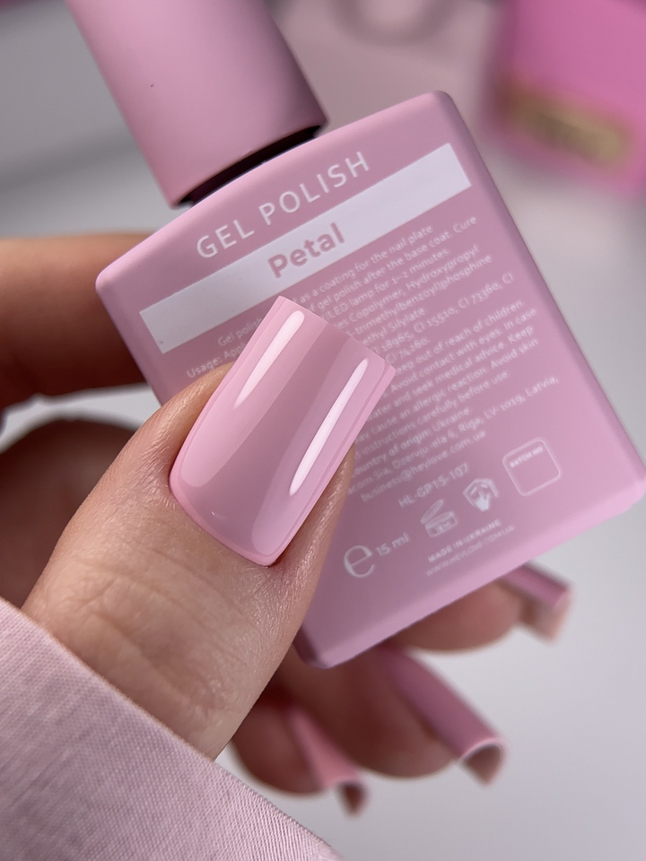 HEYLOVE. Gel Polish, PETAL, 15 ml, гель-лак, пастельний рожевий #2