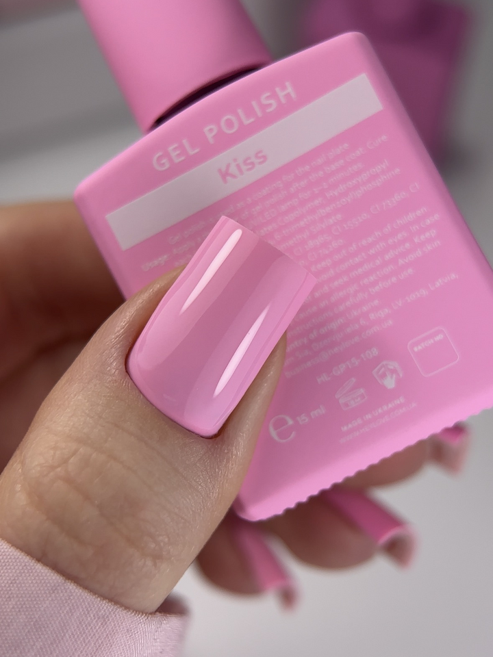 HEYLOVE. Gel Polish, KISS, 15 ml, гель-лак, соковитий рожевий #2