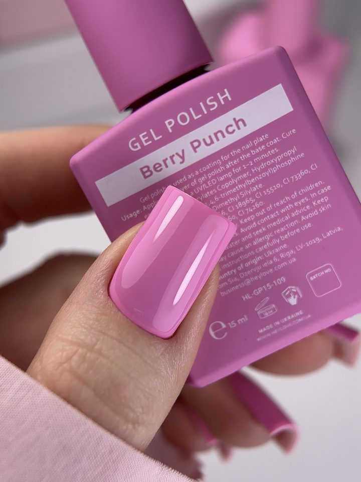HEYLOVE. Gel Polish, BERRY PUNCH, 15 ml, гель-лак, ягідно-рожевий #2