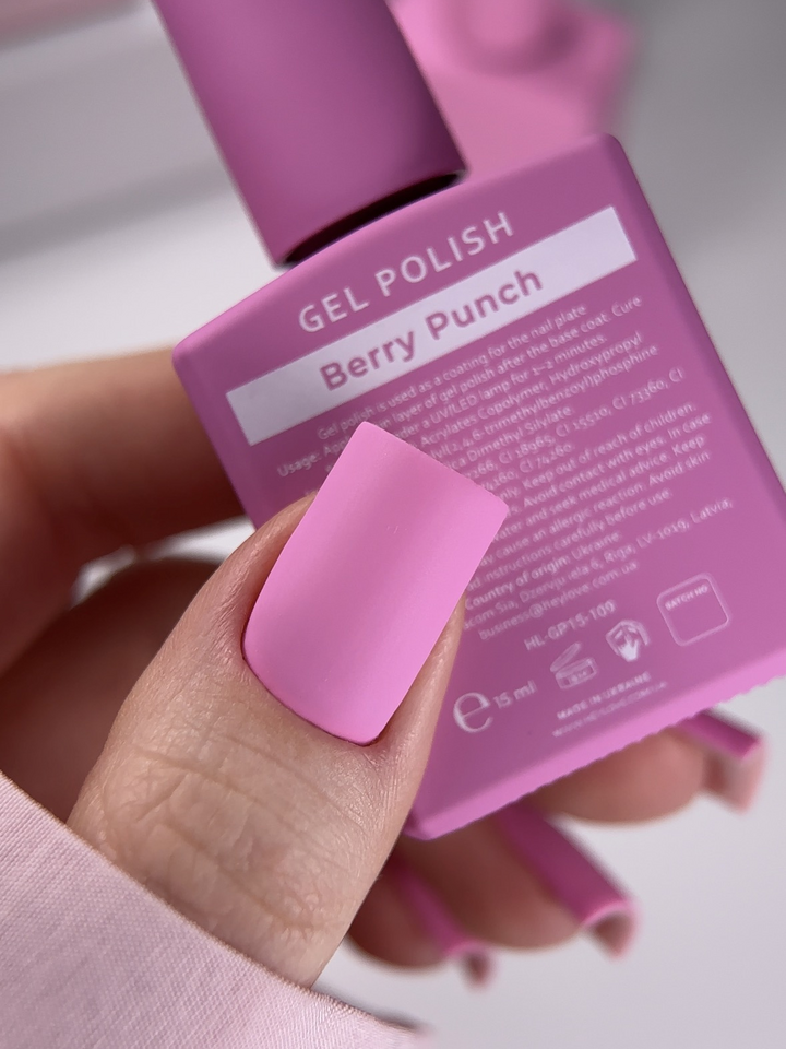 HEYLOVE. Gel Polish, BERRY PUNCH, 15 ml, гель-лак, ягідно-рожевий #3