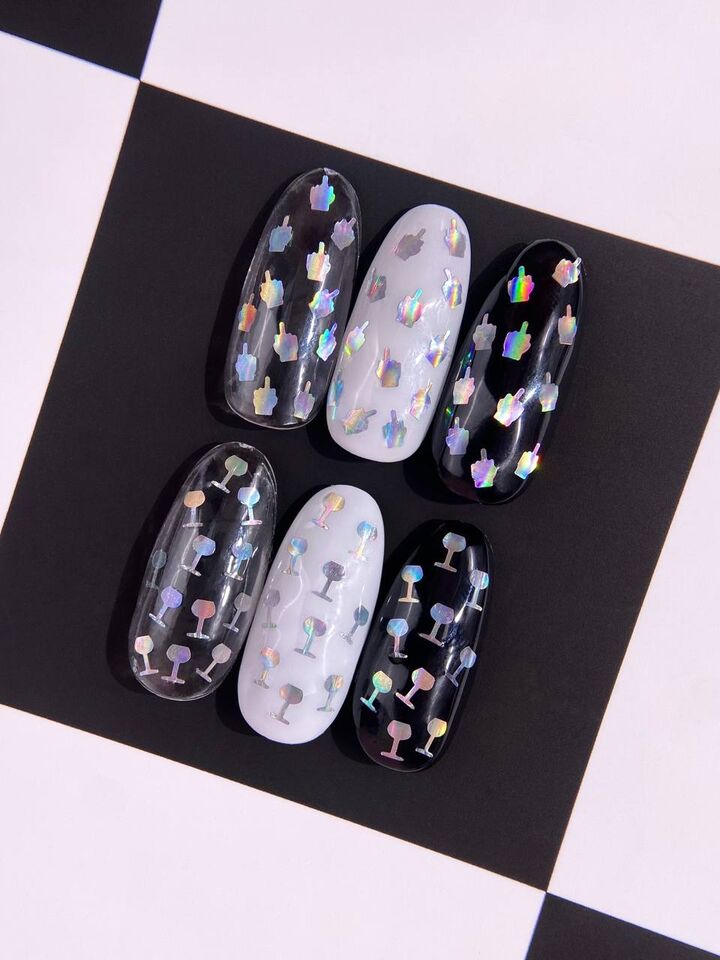 УЦІНКА / LUNAmoon. Bestie Top Coat, 13 ml, топ з голографічними келихами #3