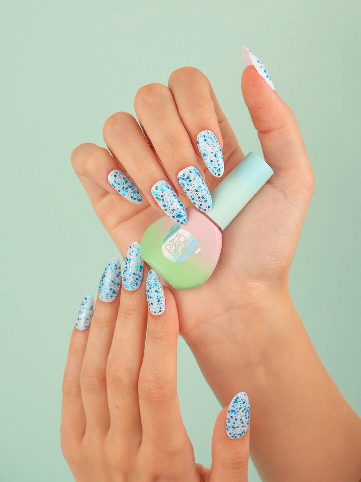 You Are Cute. Blueberry Frosting Top Coat, 5 ml, топ із синьо-чорним декоративним міксом — You Are Cute, NAILSMADE