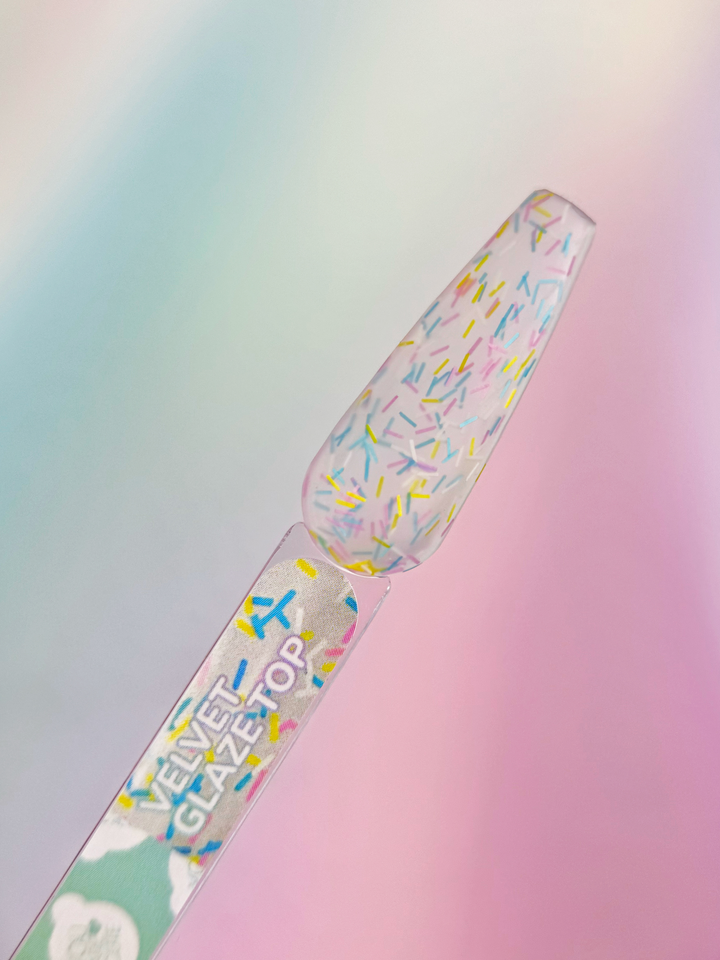 You Are Cute. Velvet Glaze Matte Top Coat, 5 ml, матовий топ з декоративним міксом — You Are Cute, NAILSMADE