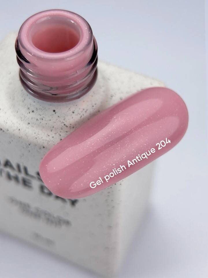 NOTD. Gel Polish Antique #204, 10 ml, гель-лак пудрово-рожевий із шиммером — NAILS OF THE DAY (NOTD), NAILSMADE