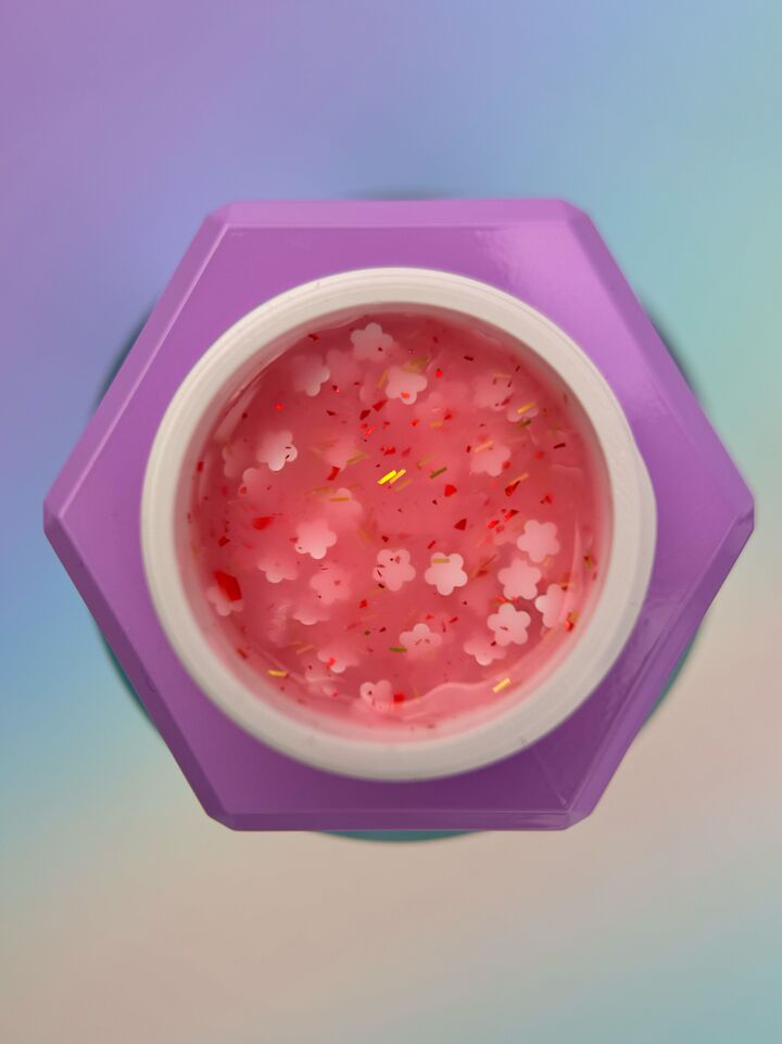 You Are Cute. Builder Gel #22, 15 ml, гель для нарощування з білими квіточками та кольоровими частинками #2
