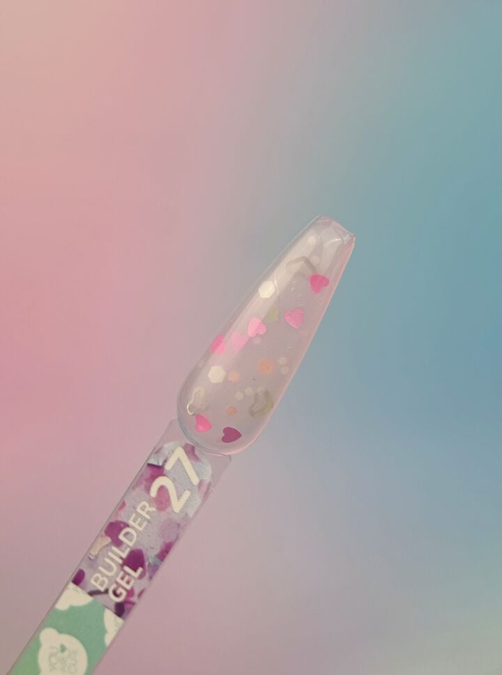 You Are Cute. Builder Gel #27, 15 ml, żel do przedłużania z kolorowymi serduszkami #3