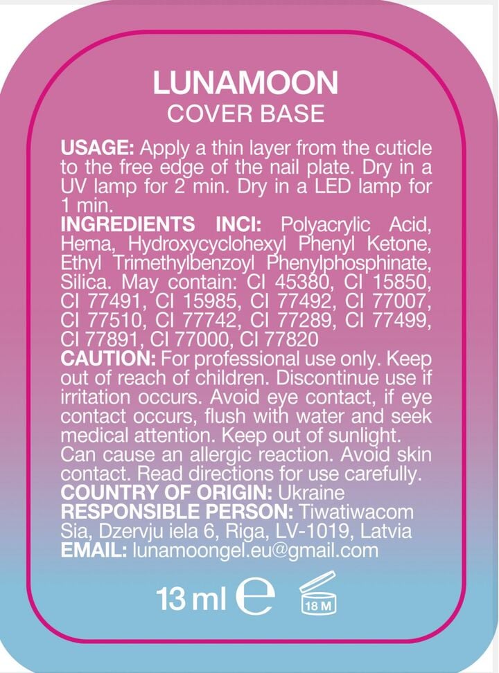LUNAmoon. Cover Base #1, 13 ml #4