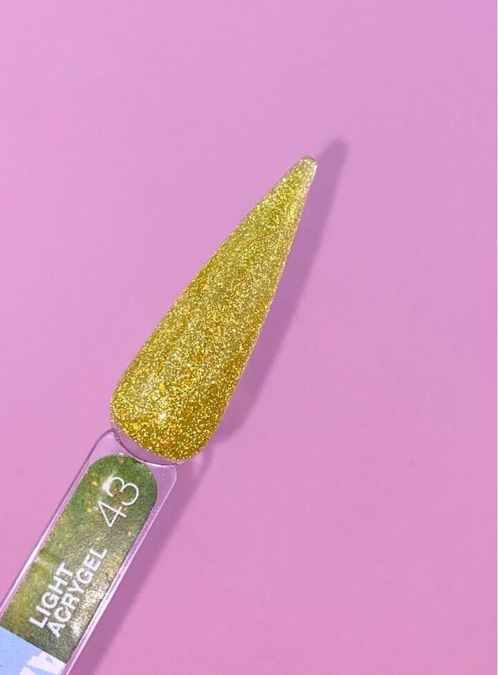 LUNAmoon. Light Acrygel #43 Gold shimmer, 13 ml, gel líquido reflectante, dorado con shimmer #4