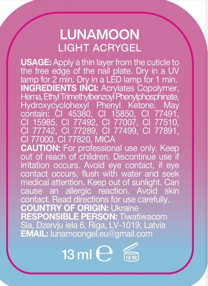 LUNAmoon. Light Acrygel #30 Beige with shimmer, 30 ml, płynny żel, beżowy z shimmerem #5